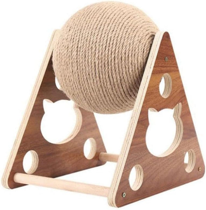 Cat Scratcher Toy,Natural Sisal Rope Cat Scratching Ball Scratcher Toy with Ball for Cats&amp; Kittens&amp;Dogs&amp;Puppy, Interactive Solid Wood Scratcher Pet Toy (Small)