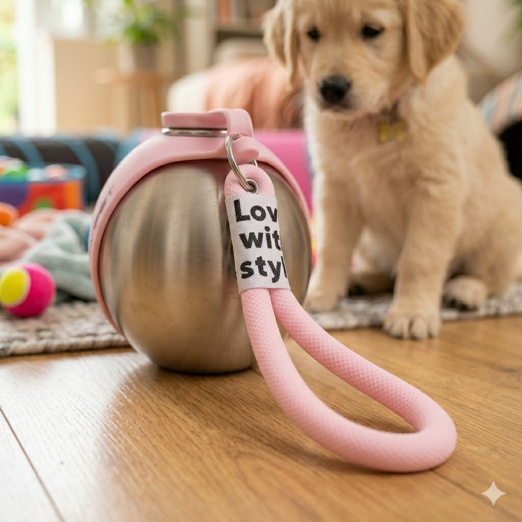 Klyvora HydroSphere™ — Leak-Proof Travel Water Bottle for Dogs | Stainless Steel + Silicone Bowl | 10oz