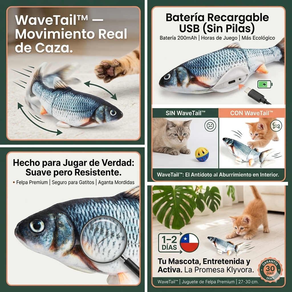 Klyvora WaveTail™ — Juguete Eléctrico Pez para Gatos🐟